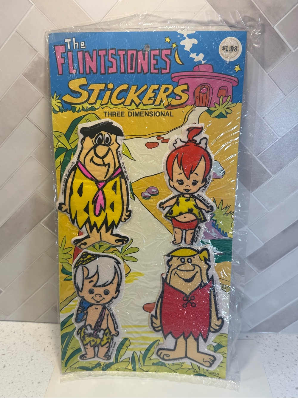 1977 Vintage Flintstones 3D Puffy Stickers Set of 4 BAMM BAMM & PEBBLES New